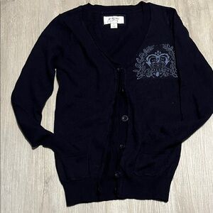 Heritage Black Cardigan with Embroidered Detail